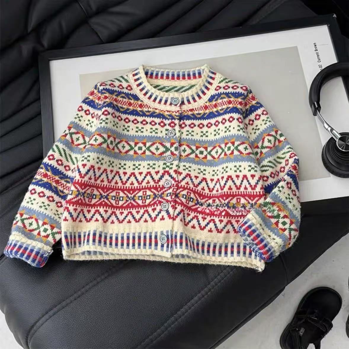 Kids Ethnic Fashion - Cardigan en tricot pour filles, mode