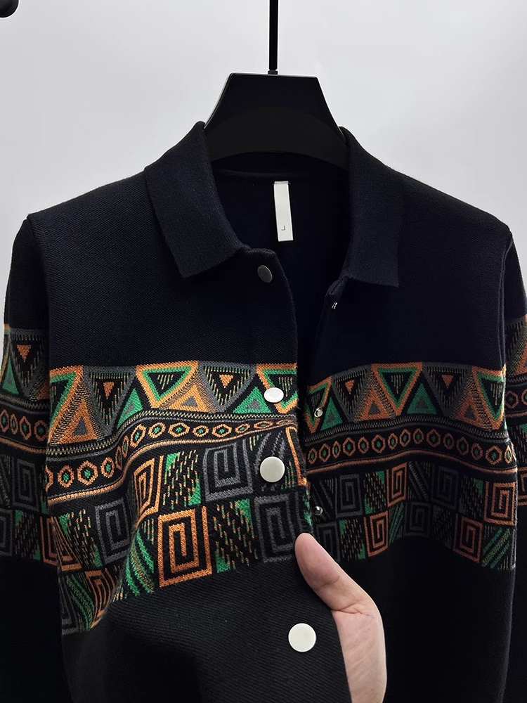 Urban Ethnic Fashion - Cardigan tricoté élégant pour homme, col