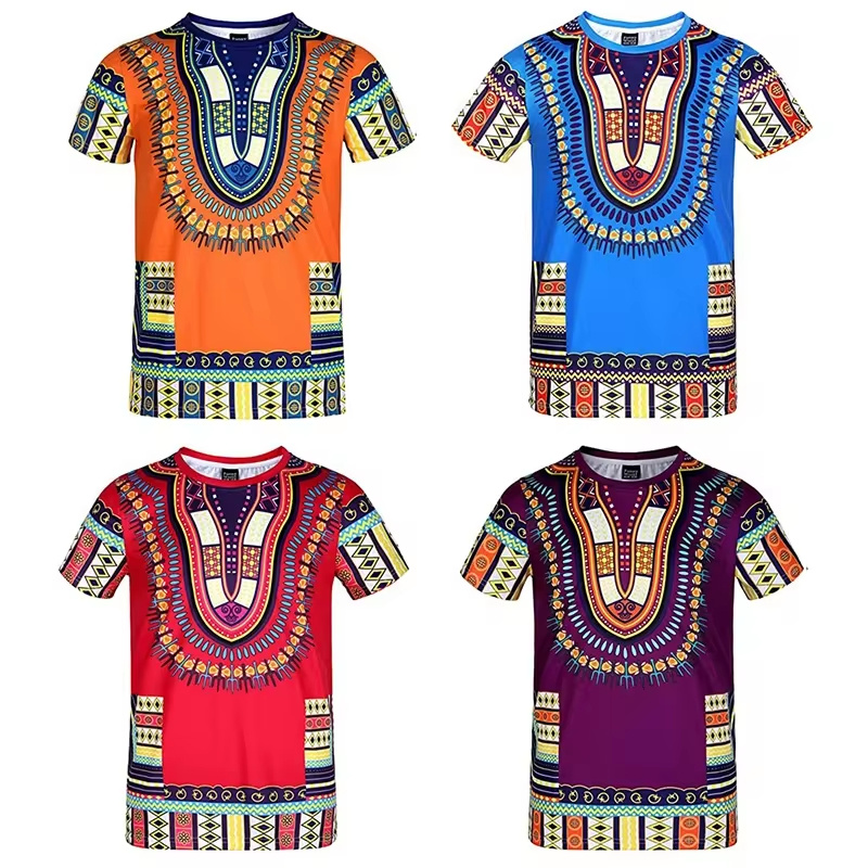 Kids Ethnic Fashion - T-shirt unisexe à motifs ethniques africains
