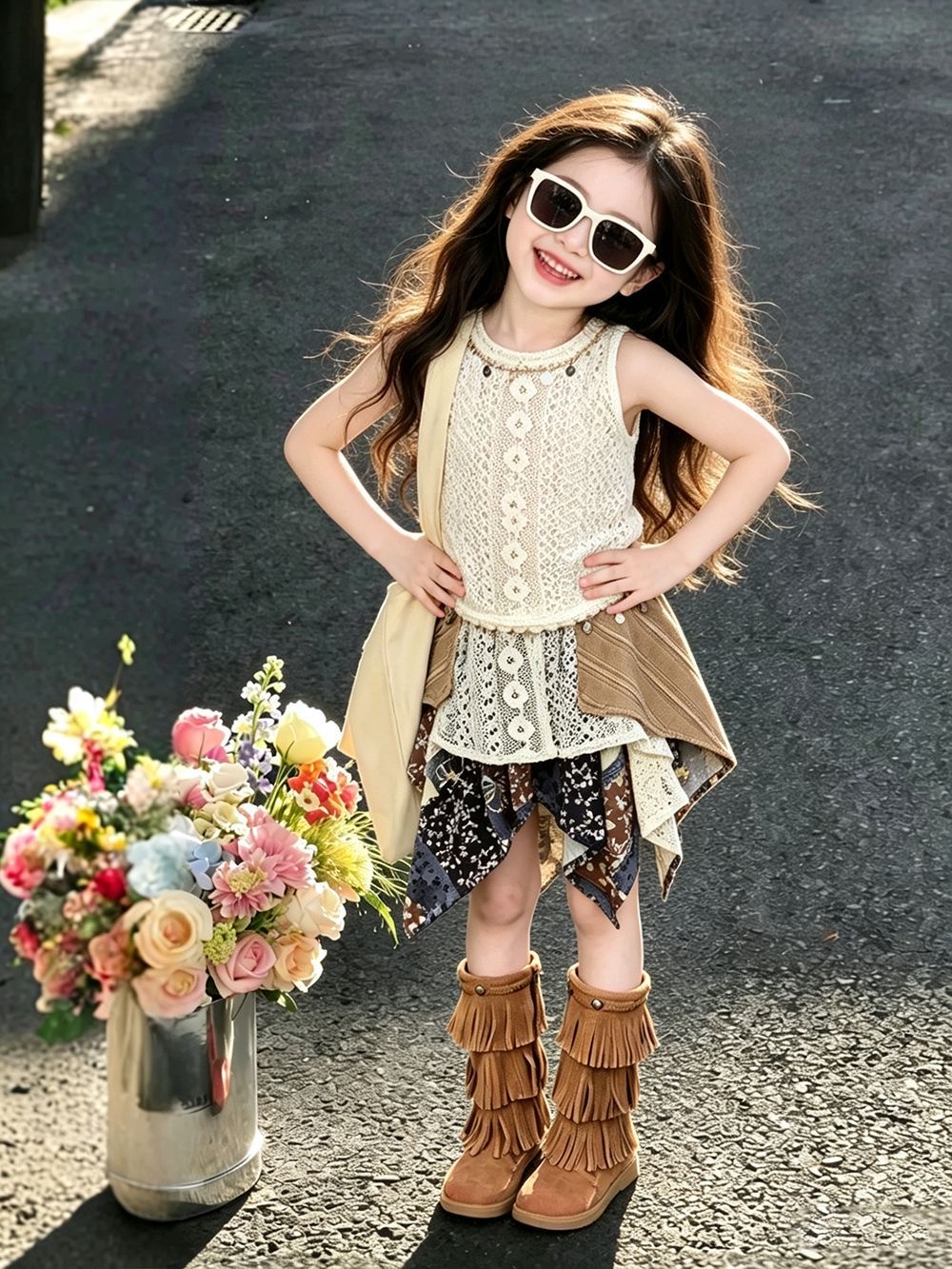 Kids Ethnic Fashion - Tenue d'été pour filles 2026 Nouveau