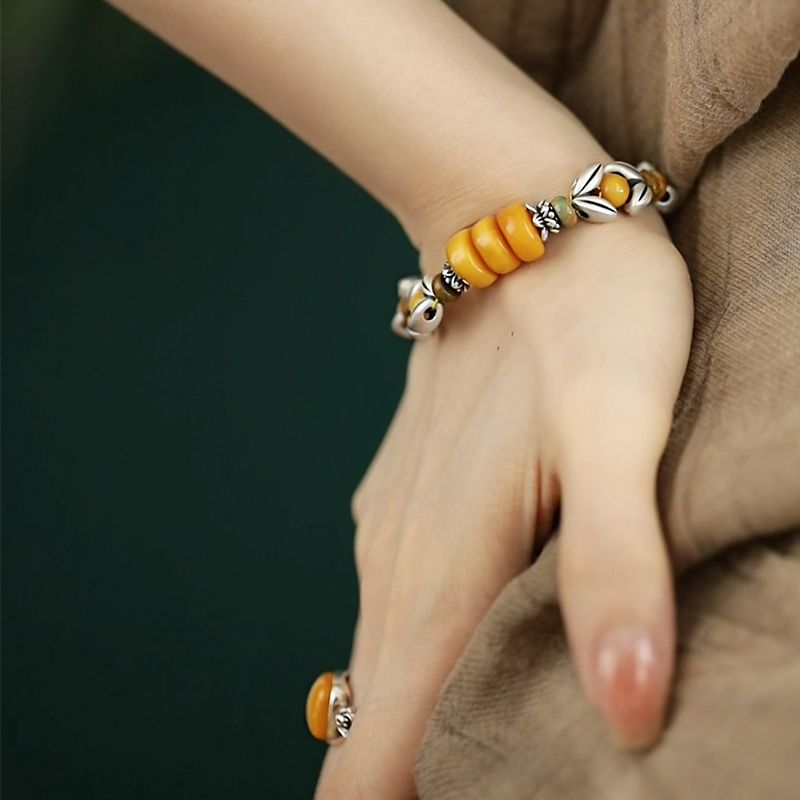 Bracelet jaune à perles rondes - Ethnic Wear Fashion Designer avis et prix