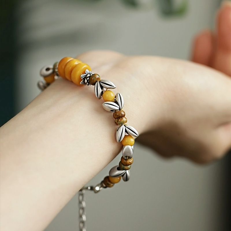 Bracelet jaune à perles rondes - Ethnic Wear Fashion Designer avis et prix