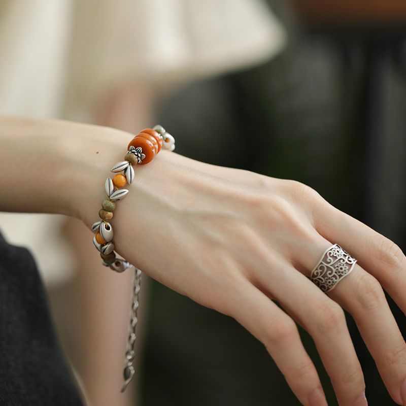Bracelet jaune à perles rondes - Ethnic Wear Fashion Designer avis et prix